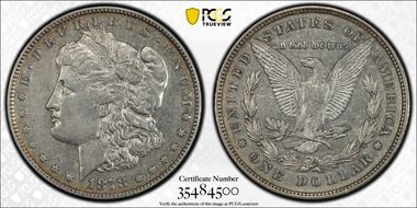 1878 8TF $1 VAM 14.12 Eye Dots XF45