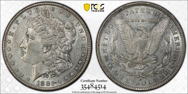 1882-O/S $1 VAM 4, O/S EDS AU55