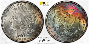 1886 $1 VAM 20 Doubled Date MS63