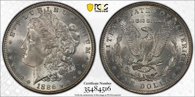 1886 $1 VAM 20 Doubled Date MS64