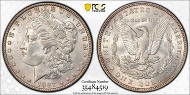 1887 $1 VAM 25A Donkey Tail MS63