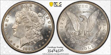 1891-CC $1 VAM 7, Spitting Eagle MS65
