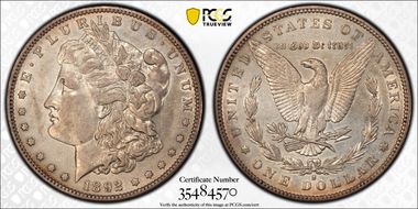 1892-S $1 VAM 8, Tripled Hair XF45