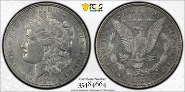 1878 8TF $1 VAM 14.15 Lines in Hair AU53