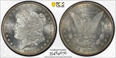 1878-CC $1 VAM 11, Lines in Wing MS63