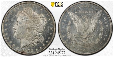 1878-CC $1 VAM 18 Doubled Leaves MS62PL