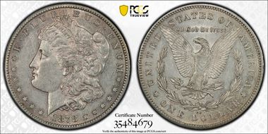 1878-CC $1 VAM 24, Doubled Leaves AU53