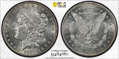 1878-CC $1 VAM 24, Doubled Leaves MS60