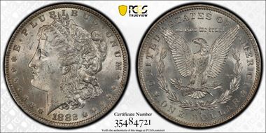 1882-O/S $1 VAM 5, O/S Broken MS63