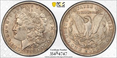 1890-O $1 VAM 20 Doubled Ear AU53