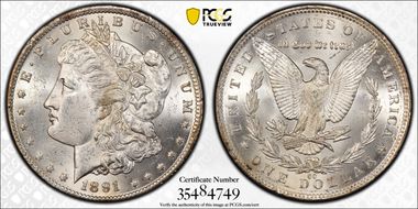 1891-CC $1 VAM 3, Spitting Eagle MS62