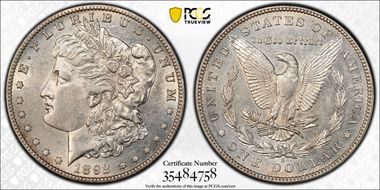 1892-S $1 VAM 2 Doubled Date AU55