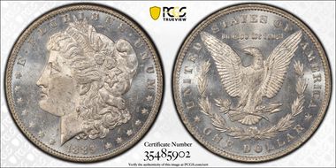 1889 $1 VAM 20 Doubled Ear MS62PL