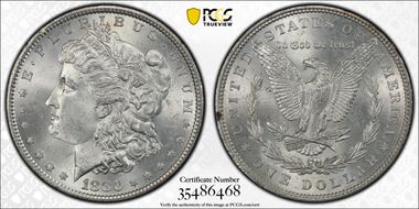 1880 $1 VAM 25, 0/9 Overdate MS63