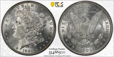 1884 $1 VAM 3 Large Dot MS62