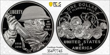 2018-P $1 WWI Centennial PR69DCAM