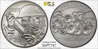 2018-P $1 WWI Centennial MS70