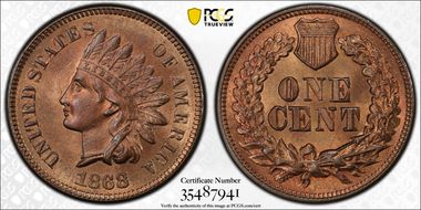 1868 1C MS66+ RB