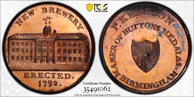 1792 Tk 1/2D DH-205 Warwickshire Kempson's MS65RD