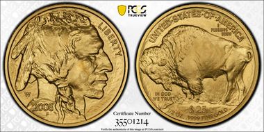2008-W $25 Burnished American Buffalo .9999 Fine Gold SP70