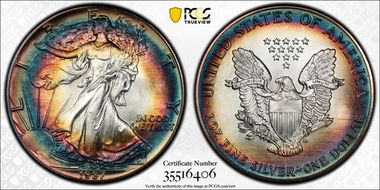 1987 $1 Silver Eagle MS68