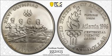 1996-D $1 Rowing MS70