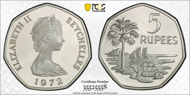 1972 5 Rup KM-19a Silver PR66DCAM