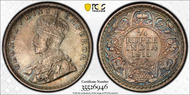 1918(C) 1/4 Rup SW-8.158 MS65