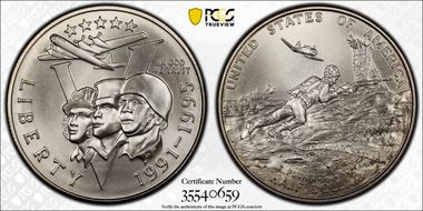 1991-95-P 50C World War II MS70