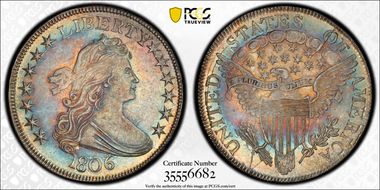 1806 50C O-118a, Pointed 6, Stem MS62