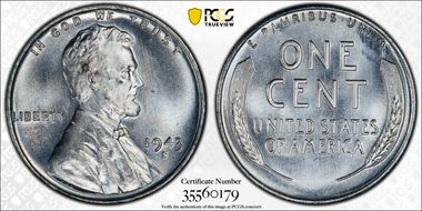 1943-S 1C MS68