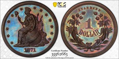 1871 $1 J-1135 PR65BN