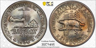 1936 50C Wisconsin MS65