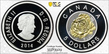 2014 $5 Rose PR70DCAM