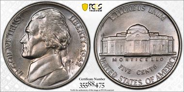 1942 5C Nickel MS67FS