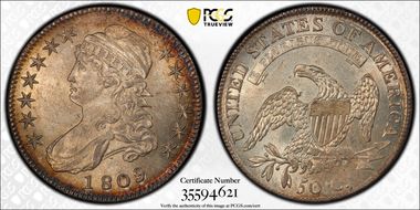 1809 50C Overton 107 III Edge MS63+