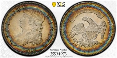 1830 50C O-113 AU58+