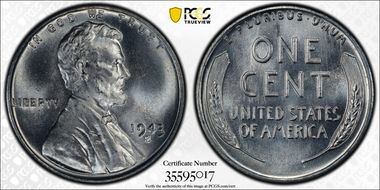 1943-S 1C MS68