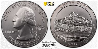 2010-P 25C Mount Hood NP 5 oz Silver SP69