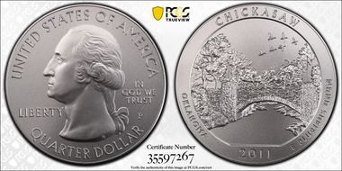 2011-P 25C Chickasaw NP 5 oz Silver SP69