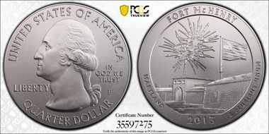 2013-P 25C Fort McHenry NP 5 oz Silver SP70