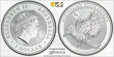 2018-P $1 Kookaburra Ag-Dog Privy MS69