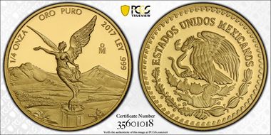 2017-Mo 1/4 oz Libertad Gold PR69DCAM