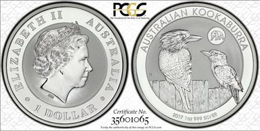 2017-P $1 Kookaburra Ag-Panda Privy MS69