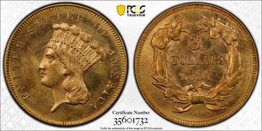 1857 $3 MS64+