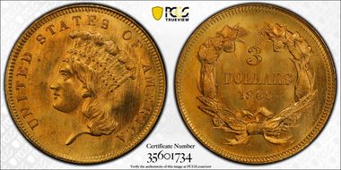 1862 $3 MS65
