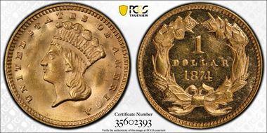 1874 G$1 MS65