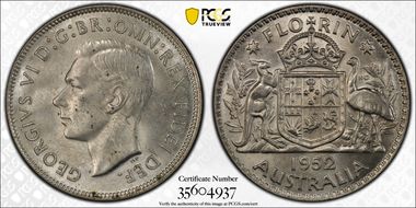 1952(m) Florin KM-48  Ag MS63