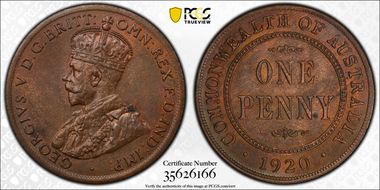 1920 /./  1D Dot above bottom scroll Indian obverse MS64BN