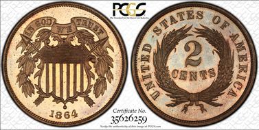 1864 2C Large Motto PR66RB